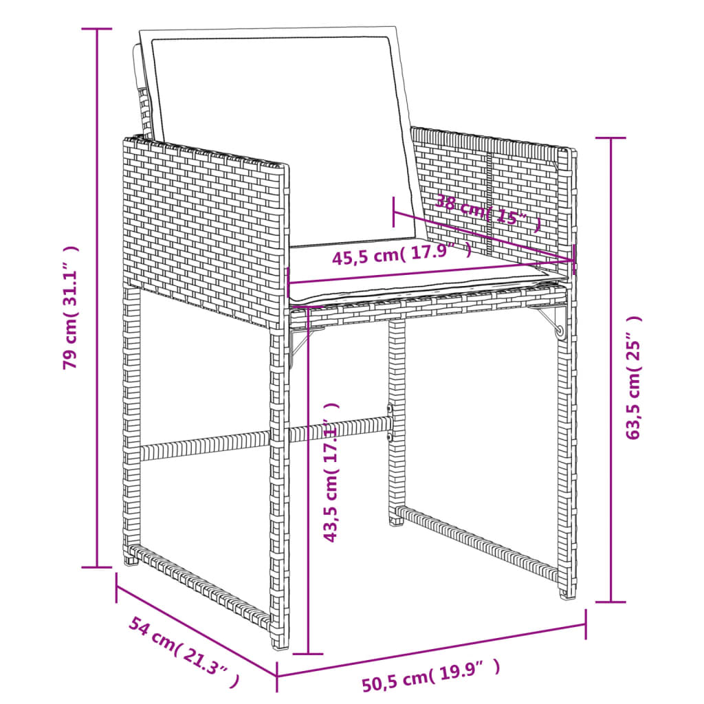 5-delige Tuinset met kussens poly rattan zwart Tuinsets | Creëer jouw Trendy Thuis | Gratis bezorgd & Retour | Trendy.nl