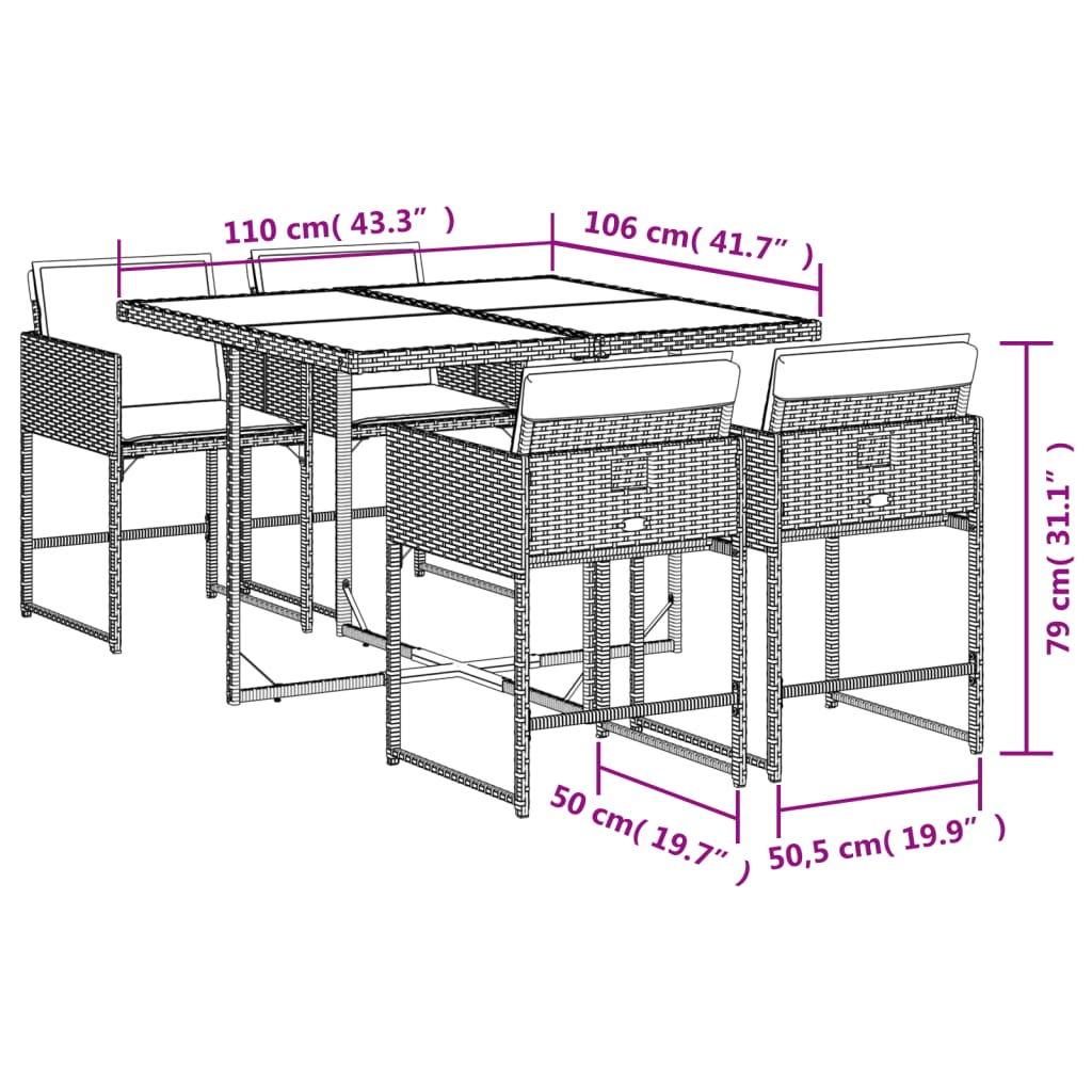 5-delige Tuinset met kussens poly rattan zwart Tuinsets | Creëer jouw Trendy Thuis | Gratis bezorgd & Retour | Trendy.nl