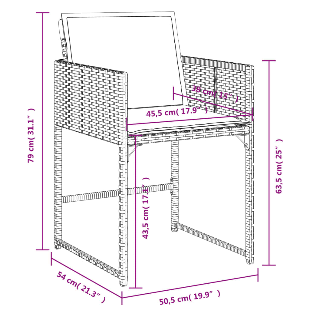 5-delige Tuinset met kussens poly rattan zwart Tuinsets | Creëer jouw Trendy Thuis | Gratis bezorgd & Retour | Trendy.nl