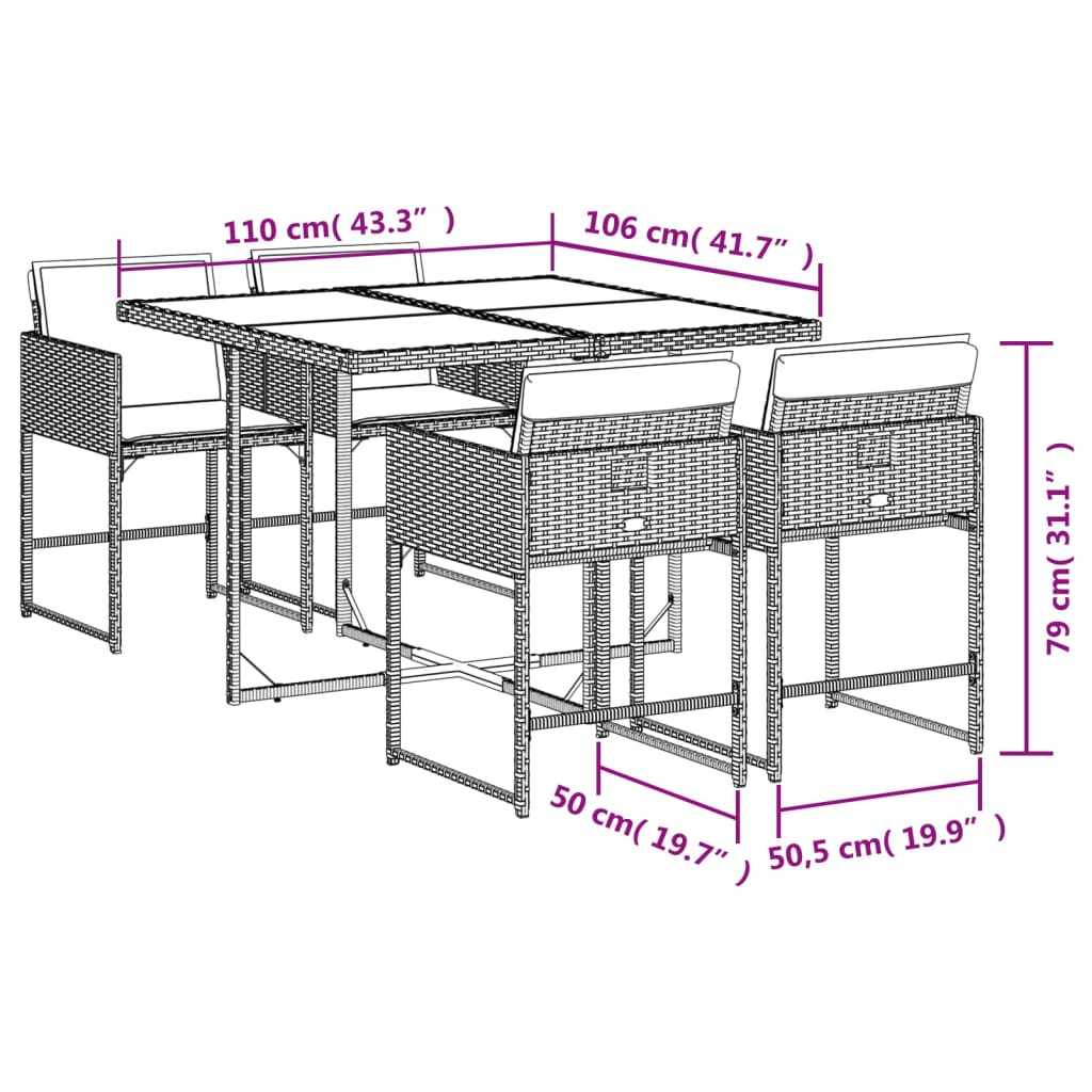 5-delige Tuinset met kussens poly rattan grijs Tuinsets | Creëer jouw Trendy Thuis | Gratis bezorgd & Retour | Trendy.nl