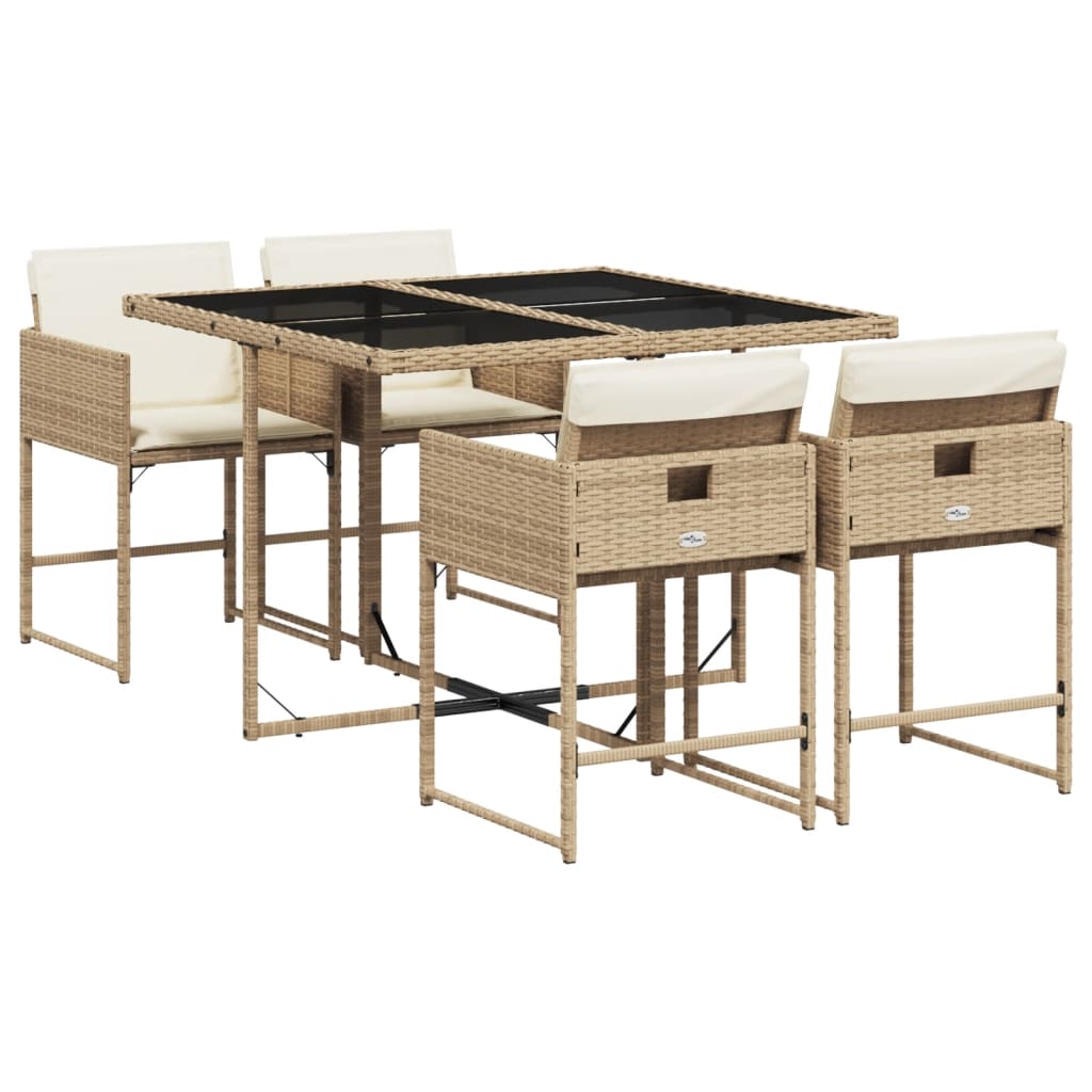 5-delige Tuinset met kussens poly rattan beige Tuinsets | Creëer jouw Trendy Thuis | Gratis bezorgd & Retour | Trendy.nl