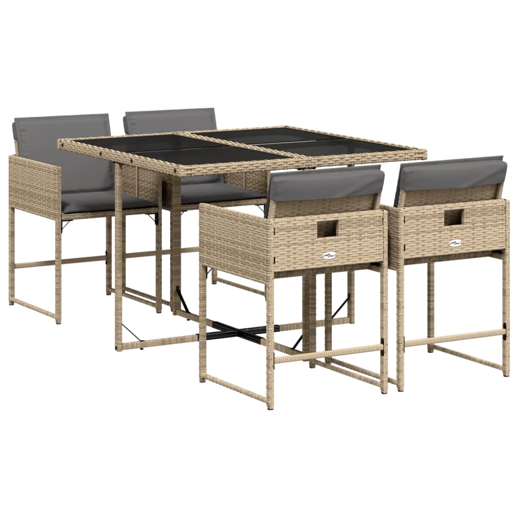 5-delige Tuinset met kussens poly rattan gemengd beige Tuinsets | Creëer jouw Trendy Thuis | Gratis bezorgd & Retour | Trendy.nl