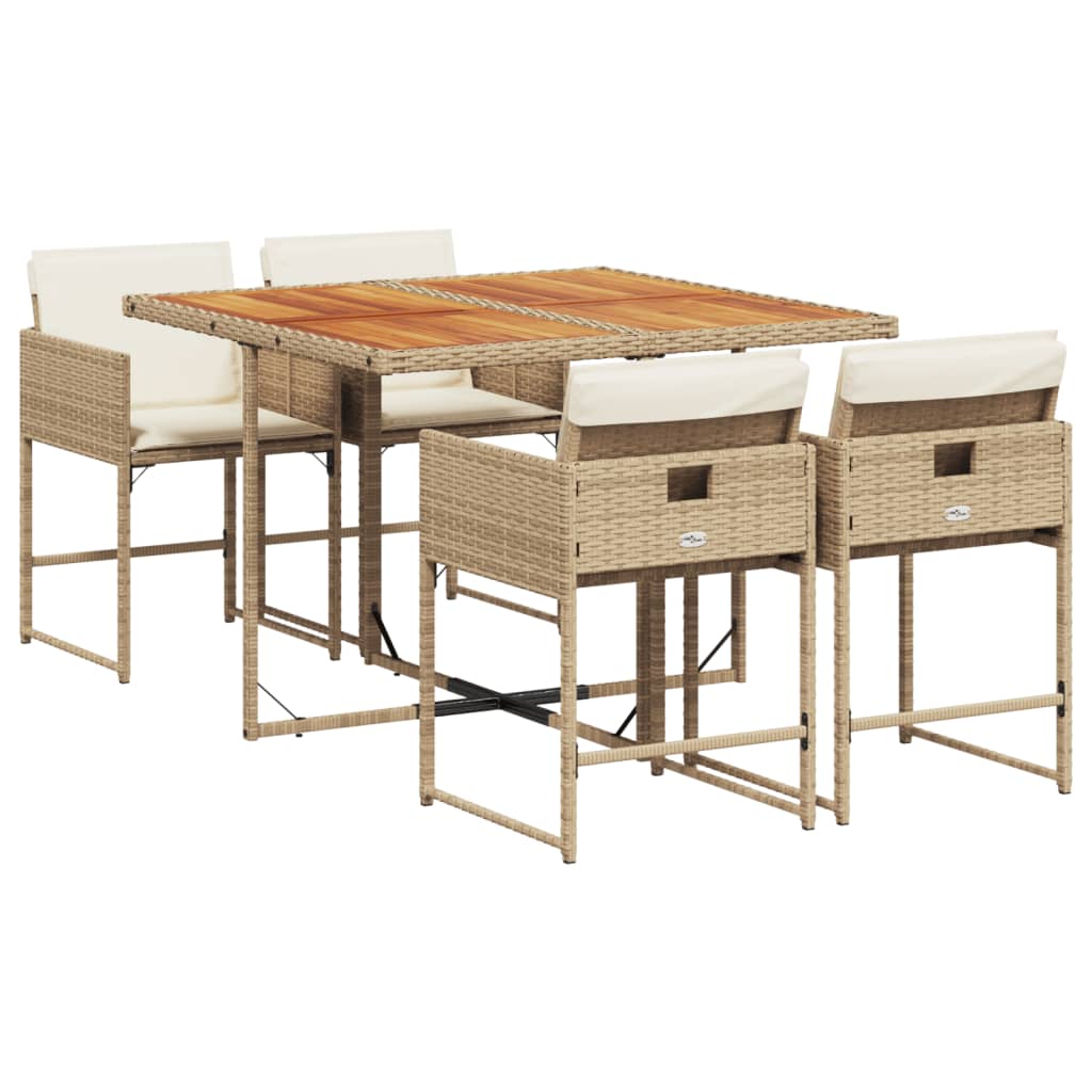 5-delige Tuinset met kussens poly rattan beige Tuinsets | Creëer jouw Trendy Thuis | Gratis bezorgd & Retour | Trendy.nl