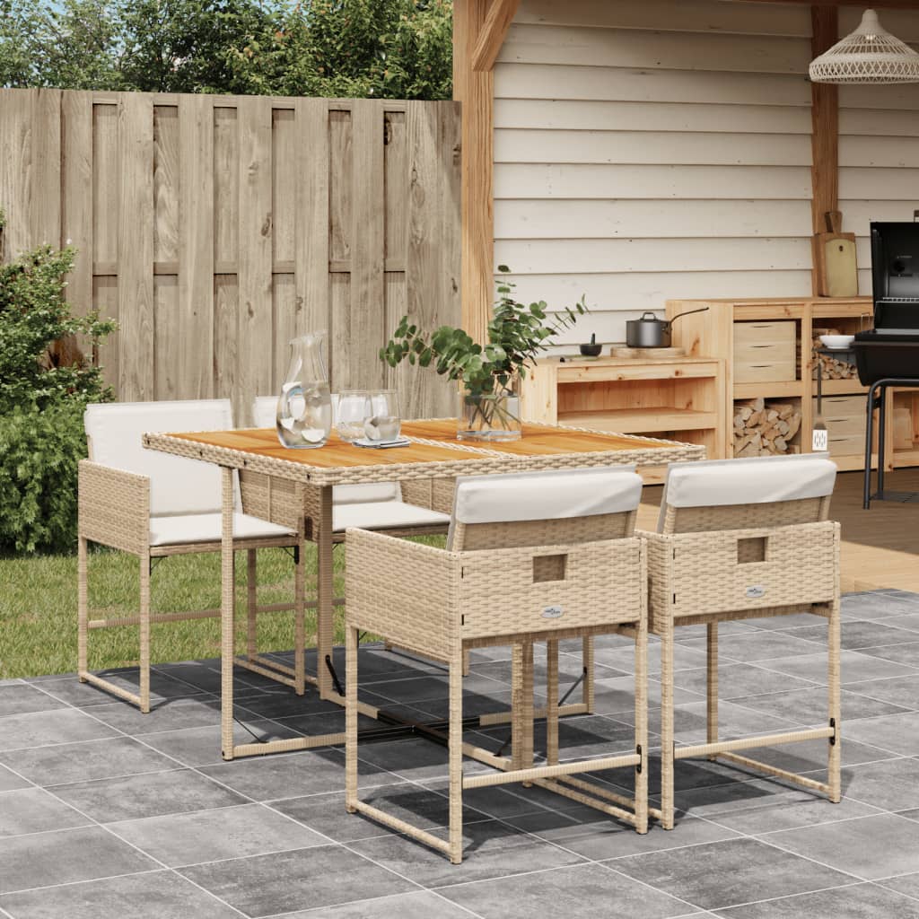 5-delige Tuinset met kussens poly rattan beige Tuinsets | Creëer jouw Trendy Thuis | Gratis bezorgd & Retour | Trendy.nl