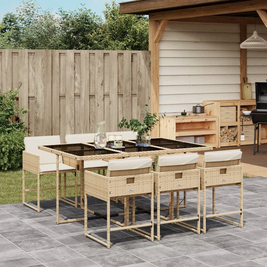 7-delige Tuinset met kussens poly rattan beige Tuinsets | Creëer jouw Trendy Thuis | Gratis bezorgd & Retour | Trendy.nl