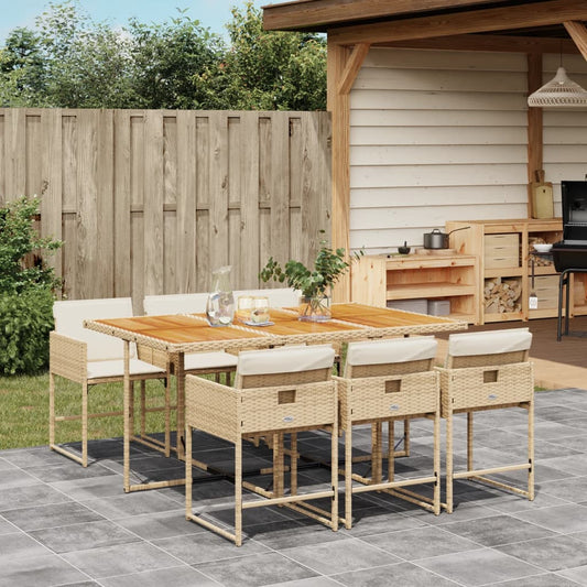 7-delige Tuinset met kussens poly rattan beige Tuinsets | Creëer jouw Trendy Thuis | Gratis bezorgd & Retour | Trendy.nl