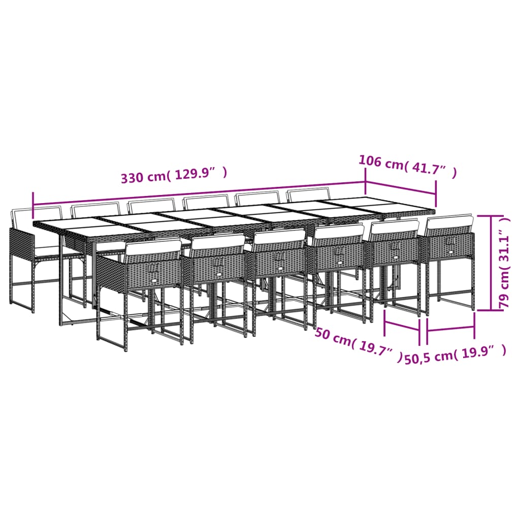 13-delige Tuinset met kussens poly rattan bruin Tuinsets | Creëer jouw Trendy Thuis | Gratis bezorgd & Retour | Trendy.nl