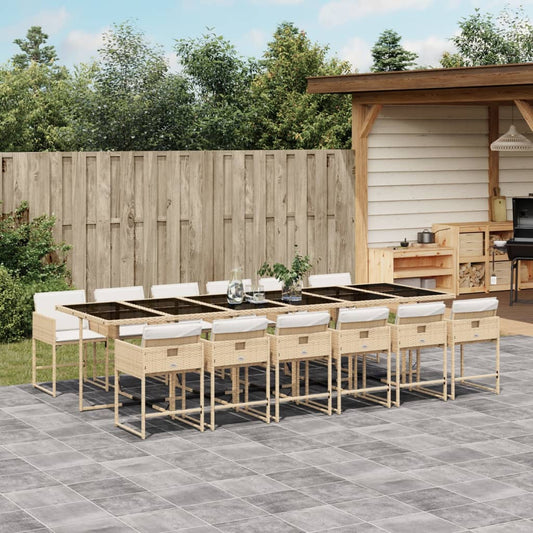 13-delige Tuinset met kussens poly rattan beige Tuinsets | Creëer jouw Trendy Thuis | Gratis bezorgd & Retour | Trendy.nl