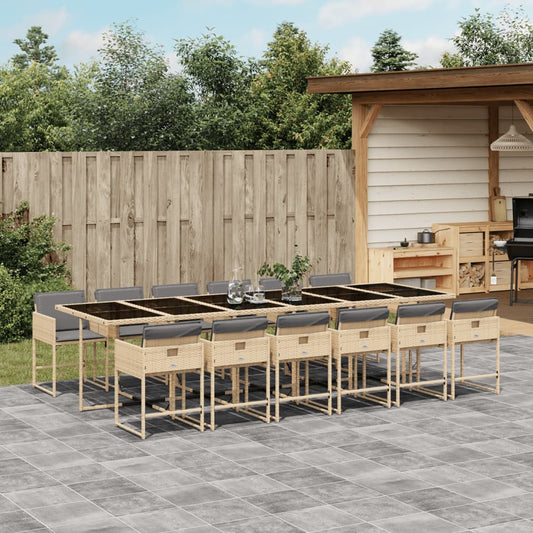 13-delige Tuinset met kussens poly rattan gemengd beige Tuinsets | Creëer jouw Trendy Thuis | Gratis bezorgd & Retour | Trendy.nl