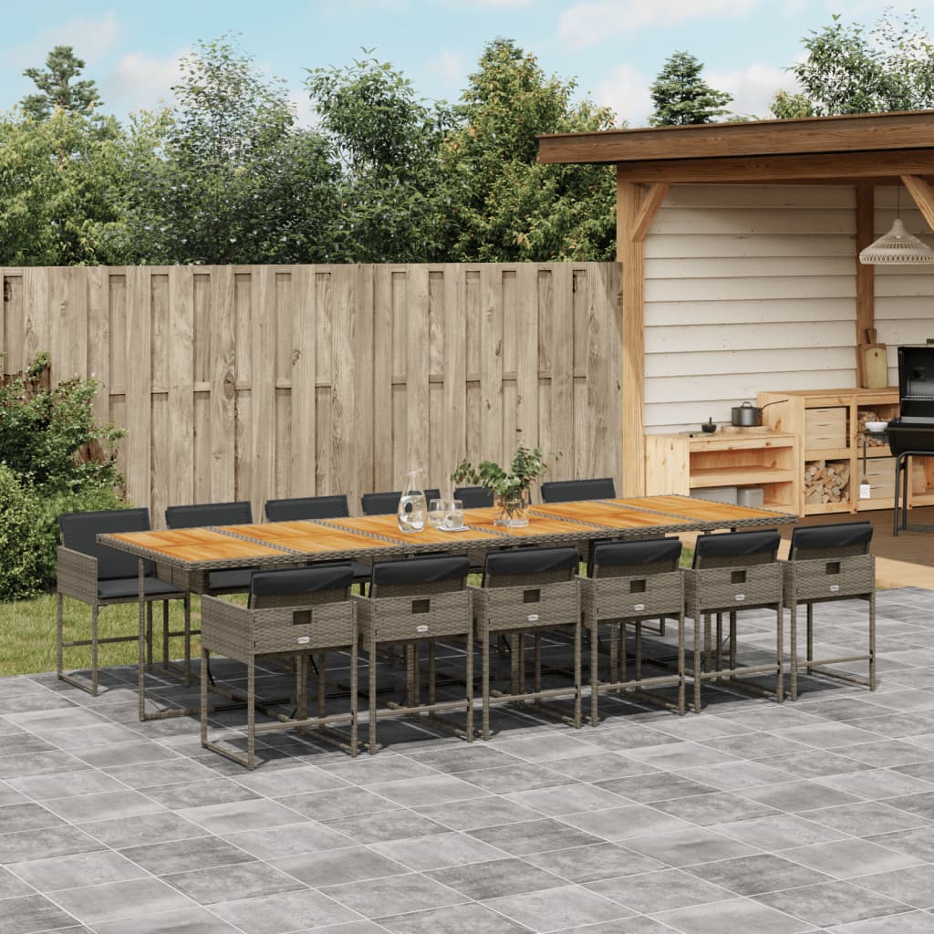 13-delige Tuinset met kussens poly rattan grijs Tuinsets | Creëer jouw Trendy Thuis | Gratis bezorgd & Retour | Trendy.nl