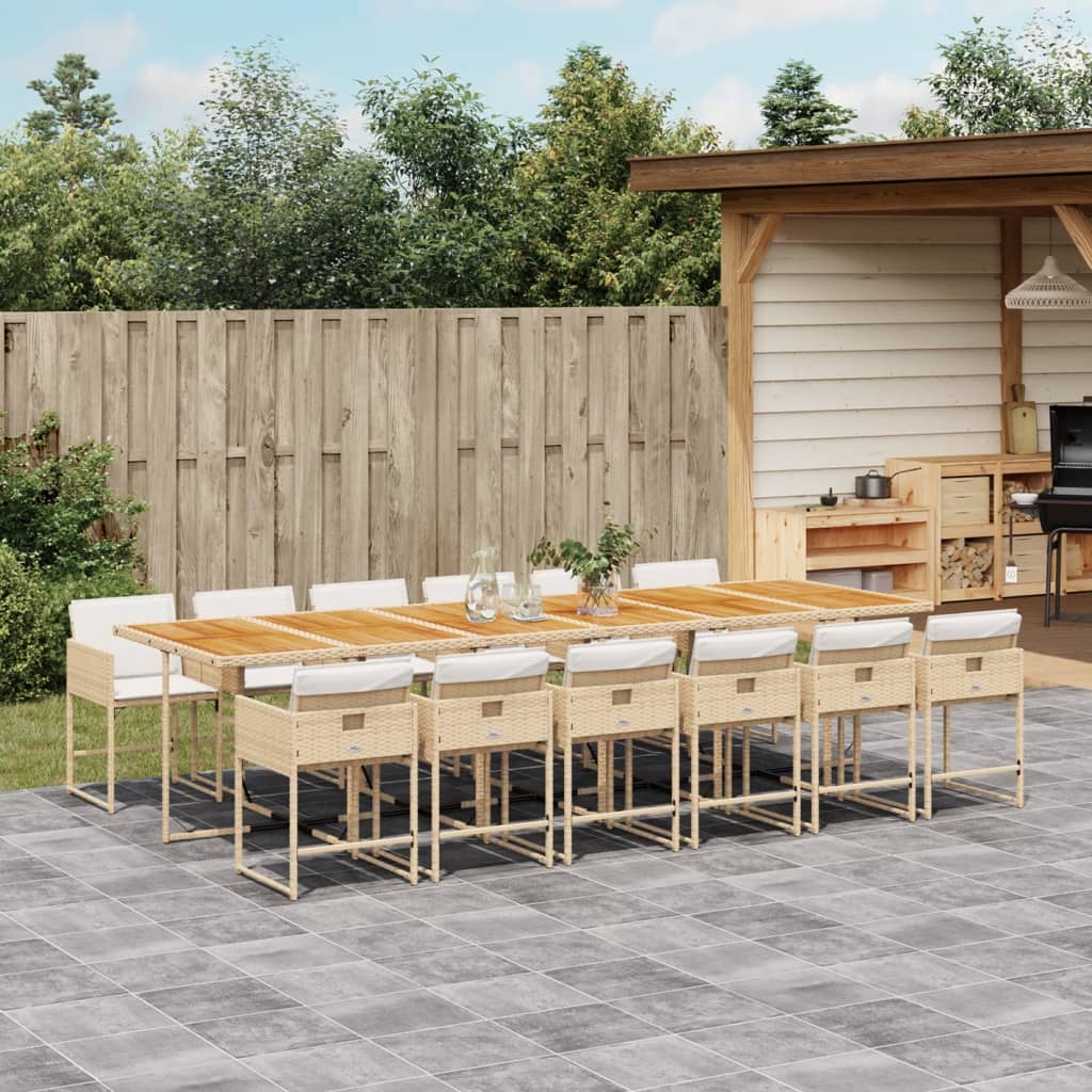 13-delige Tuinset met kussens poly rattan beige Tuinsets | Creëer jouw Trendy Thuis | Gratis bezorgd & Retour | Trendy.nl