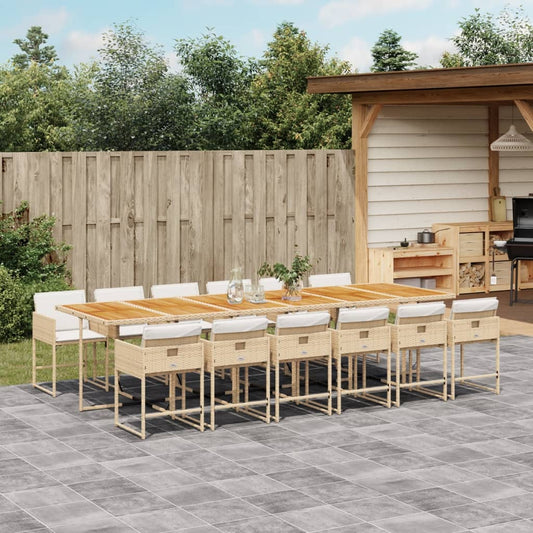 13-delige Tuinset met kussens poly rattan beige Tuinsets | Creëer jouw Trendy Thuis | Gratis bezorgd & Retour | Trendy.nl