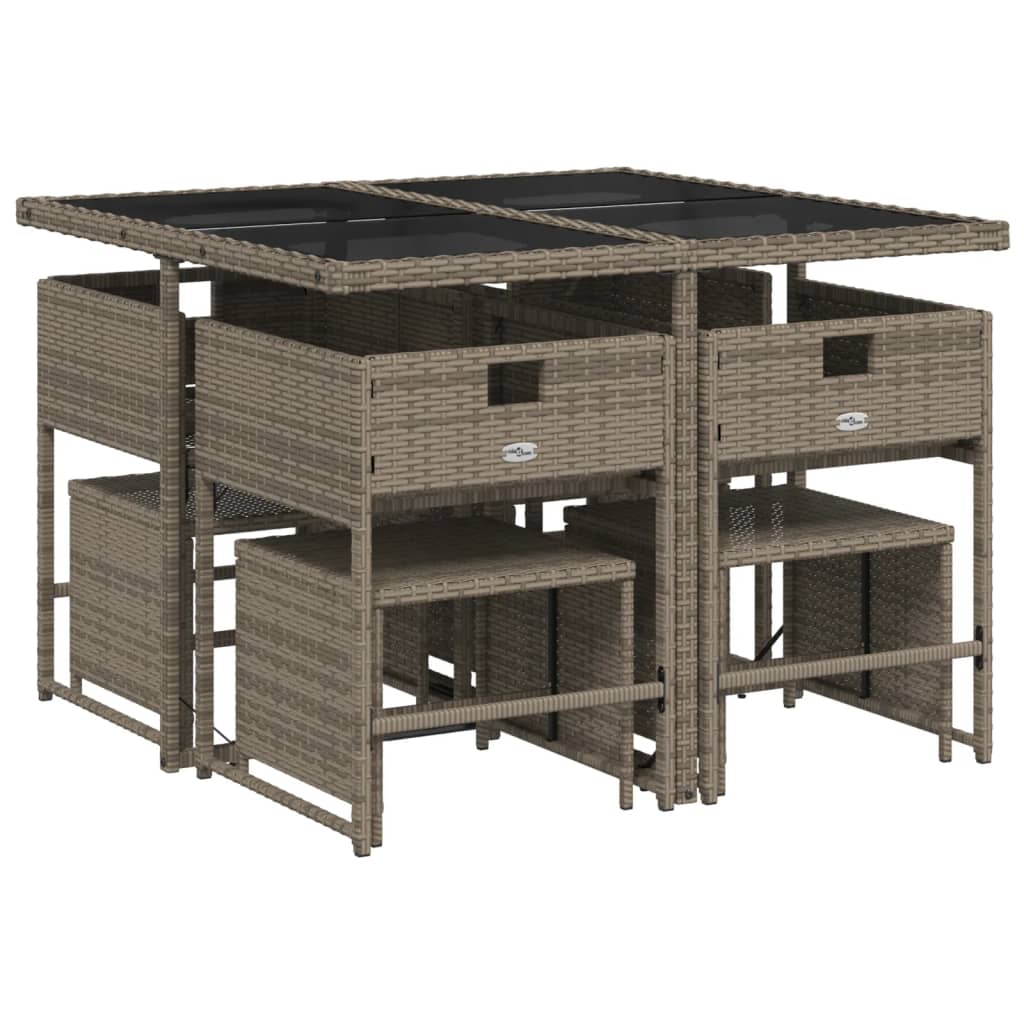 9-delige Tuinset met kussens poly rattan grijs Tuinsets | Creëer jouw Trendy Thuis | Gratis bezorgd & Retour | Trendy.nl