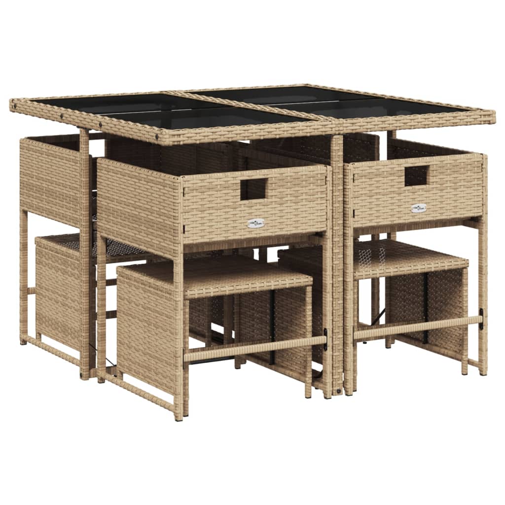 9-delige Tuinset met kussens poly rattan beige Tuinsets | Creëer jouw Trendy Thuis | Gratis bezorgd & Retour | Trendy.nl