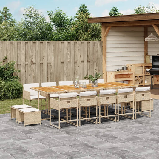 15-delige Tuinset met kussens poly rattan beige Tuinsets | Creëer jouw Trendy Thuis | Gratis bezorgd & Retour | Trendy.nl