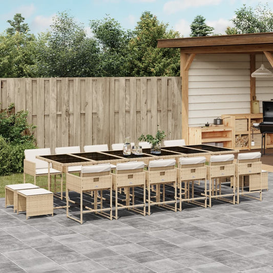 17-delige Tuinset met kussens poly rattan beige Tuinsets | Creëer jouw Trendy Thuis | Gratis bezorgd & Retour | Trendy.nl