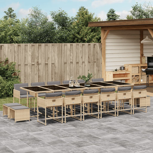 17-delige Tuinset met kussens poly rattan gemengd beige Tuinsets | Creëer jouw Trendy Thuis | Gratis bezorgd & Retour | Trendy.nl