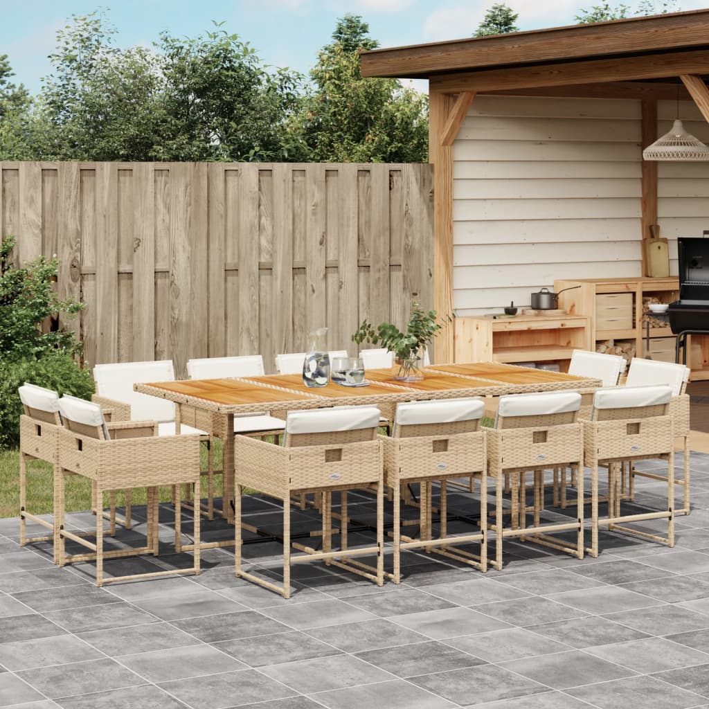 13-delige Tuinset met kussens poly rattan beige Tuinsets | Creëer jouw Trendy Thuis | Gratis bezorgd & Retour | Trendy.nl