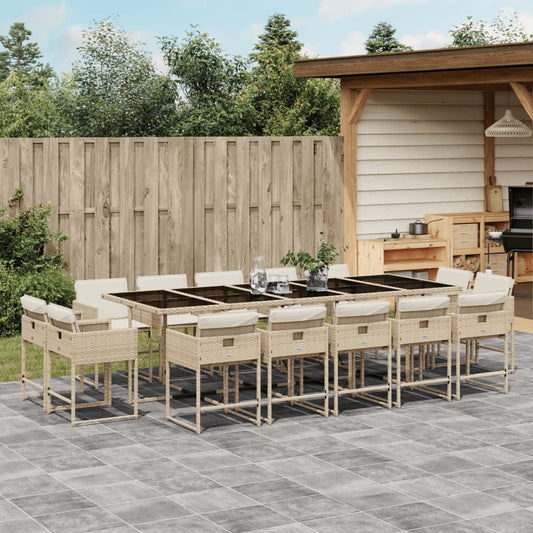 15-delige Tuinset met kussens poly rattan beige Tuinsets | Creëer jouw Trendy Thuis | Gratis bezorgd & Retour | Trendy.nl