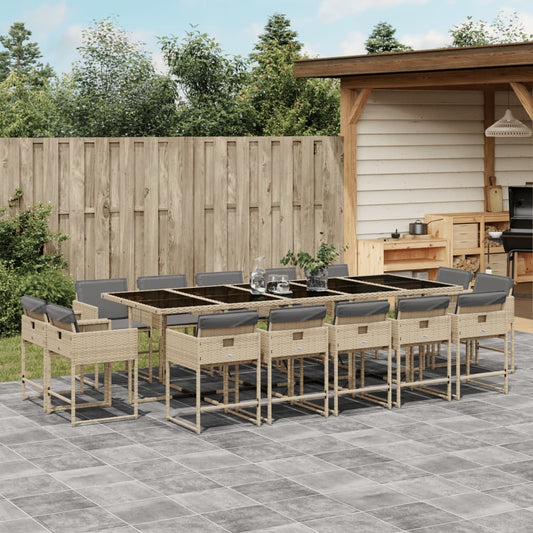 15-delige Tuinset met kussens poly rattan gemengd beige Tuinsets | Creëer jouw Trendy Thuis | Gratis bezorgd & Retour | Trendy.nl