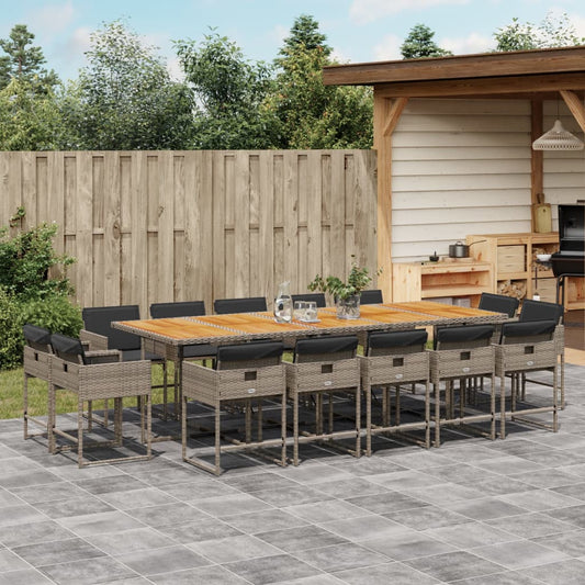 15-delige Tuinset met kussens poly rattan grijs Tuinsets | Creëer jouw Trendy Thuis | Gratis bezorgd & Retour | Trendy.nl