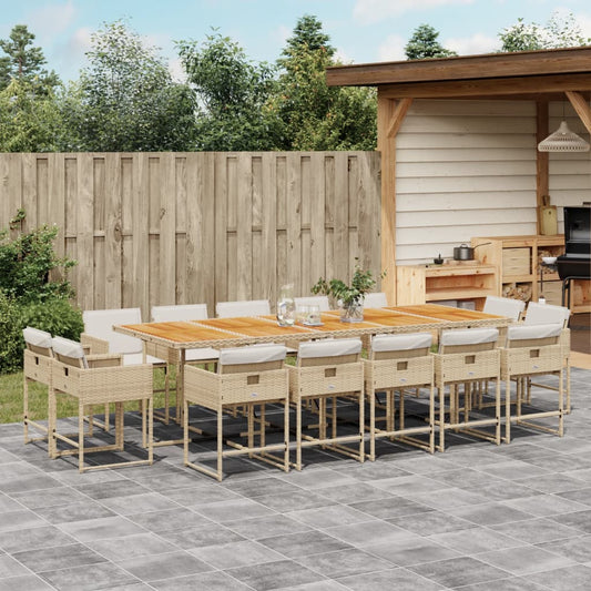 15-delige Tuinset met kussens poly rattan beige Tuinsets | Creëer jouw Trendy Thuis | Gratis bezorgd & Retour | Trendy.nl