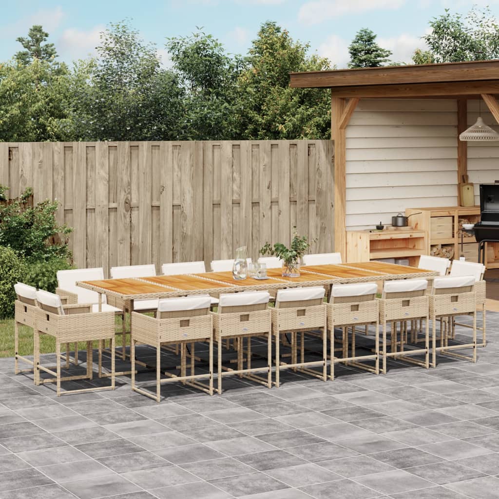 17-delige Tuinset met kussens poly rattan beige Tuinsets | Creëer jouw Trendy Thuis | Gratis bezorgd & Retour | Trendy.nl