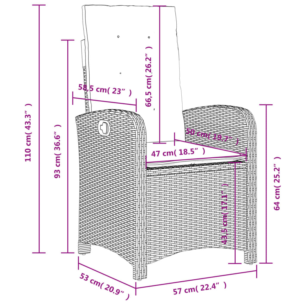 3-delige Tuinset met kussens poly rattan zwart Tuinsets | Creëer jouw Trendy Thuis | Gratis bezorgd & Retour | Trendy.nl