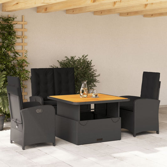 4-delige Tuinset met kussens poly rattan zwart Tuinsets | Creëer jouw Trendy Thuis | Gratis bezorgd & Retour | Trendy.nl