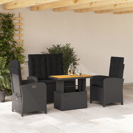 4-delige Tuinset met kussens poly rattan zwart Tuinsets | Creëer jouw Trendy Thuis | Gratis bezorgd & Retour | Trendy.nl