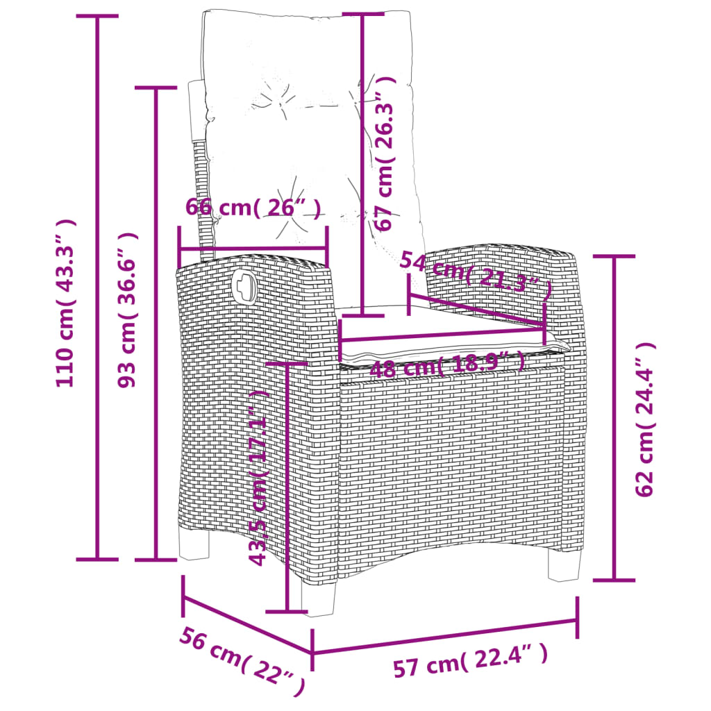 3-delige Tuinset met kussens poly rattan zwart Tuinsets | Creëer jouw Trendy Thuis | Gratis bezorgd & Retour | Trendy.nl