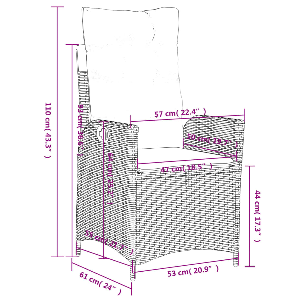 3-delige Tuinset met kussens poly rattan zwart Tuinsets | Creëer jouw Trendy Thuis | Gratis bezorgd & Retour | Trendy.nl