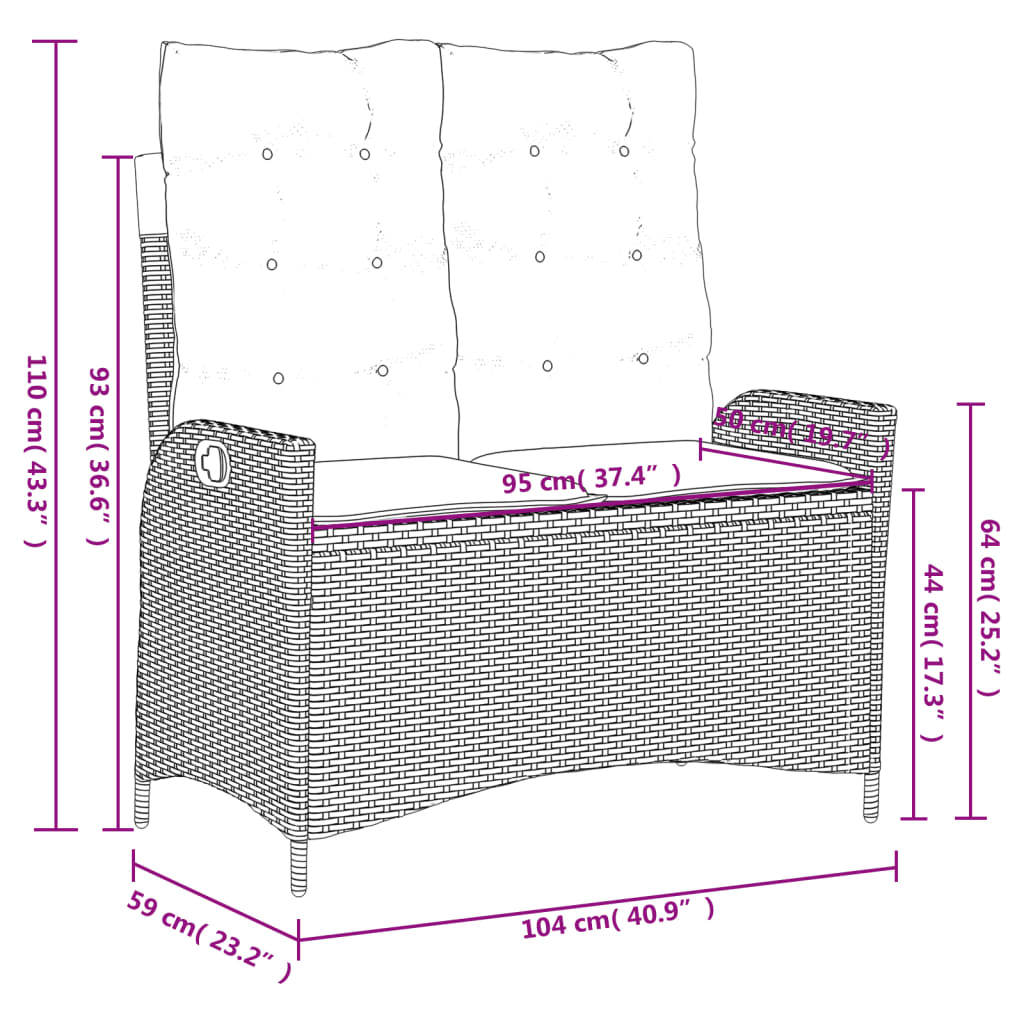 4-delige Tuinset met kussens poly rattan zwart Tuinsets | Creëer jouw Trendy Thuis | Gratis bezorgd & Retour | Trendy.nl