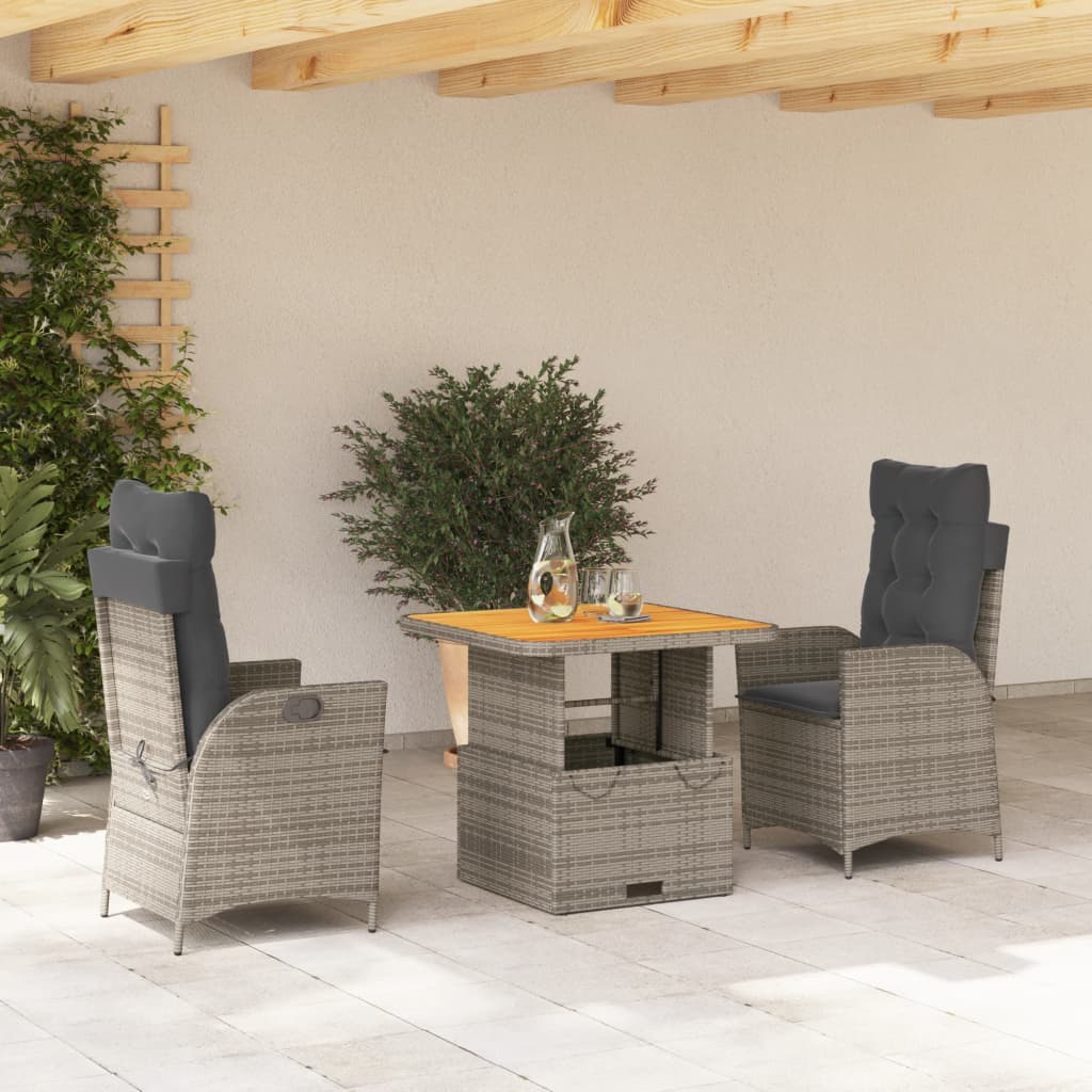 3-delige Tuinset met kussens poly rattan grijs Tuinsets | Creëer jouw Trendy Thuis | Gratis bezorgd & Retour | Trendy.nl