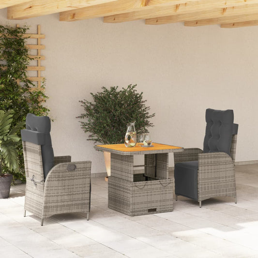 3-delige Tuinset met kussens poly rattan grijs Tuinsets | Creëer jouw Trendy Thuis | Gratis bezorgd & Retour | Trendy.nl