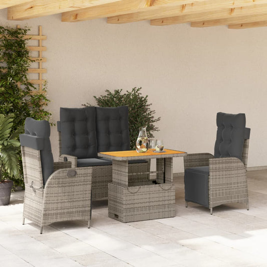 4-delige Tuinset met kussens poly rattan grijs Tuinsets | Creëer jouw Trendy Thuis | Gratis bezorgd & Retour | Trendy.nl