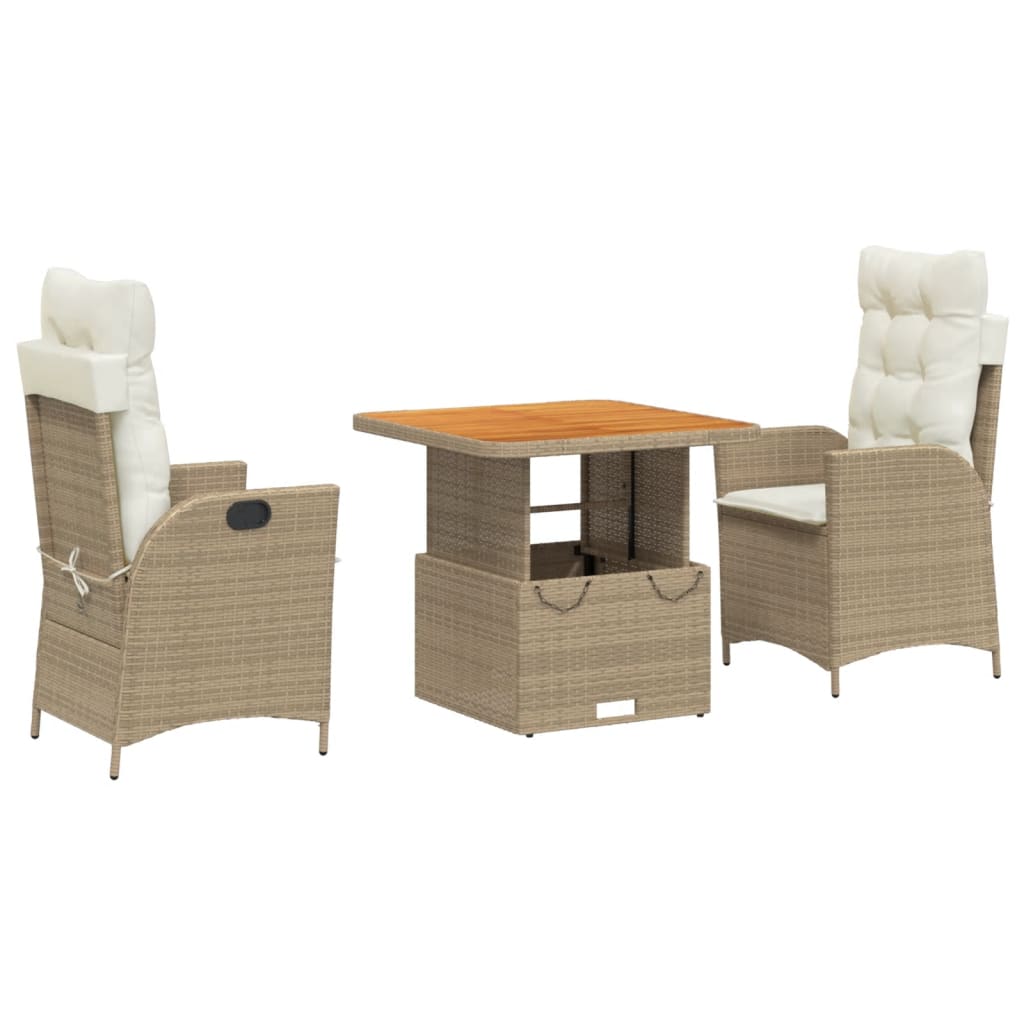 3-delige Tuinset met kussens poly rattan beige Tuinsets | Creëer jouw Trendy Thuis | Gratis bezorgd & Retour | Trendy.nl