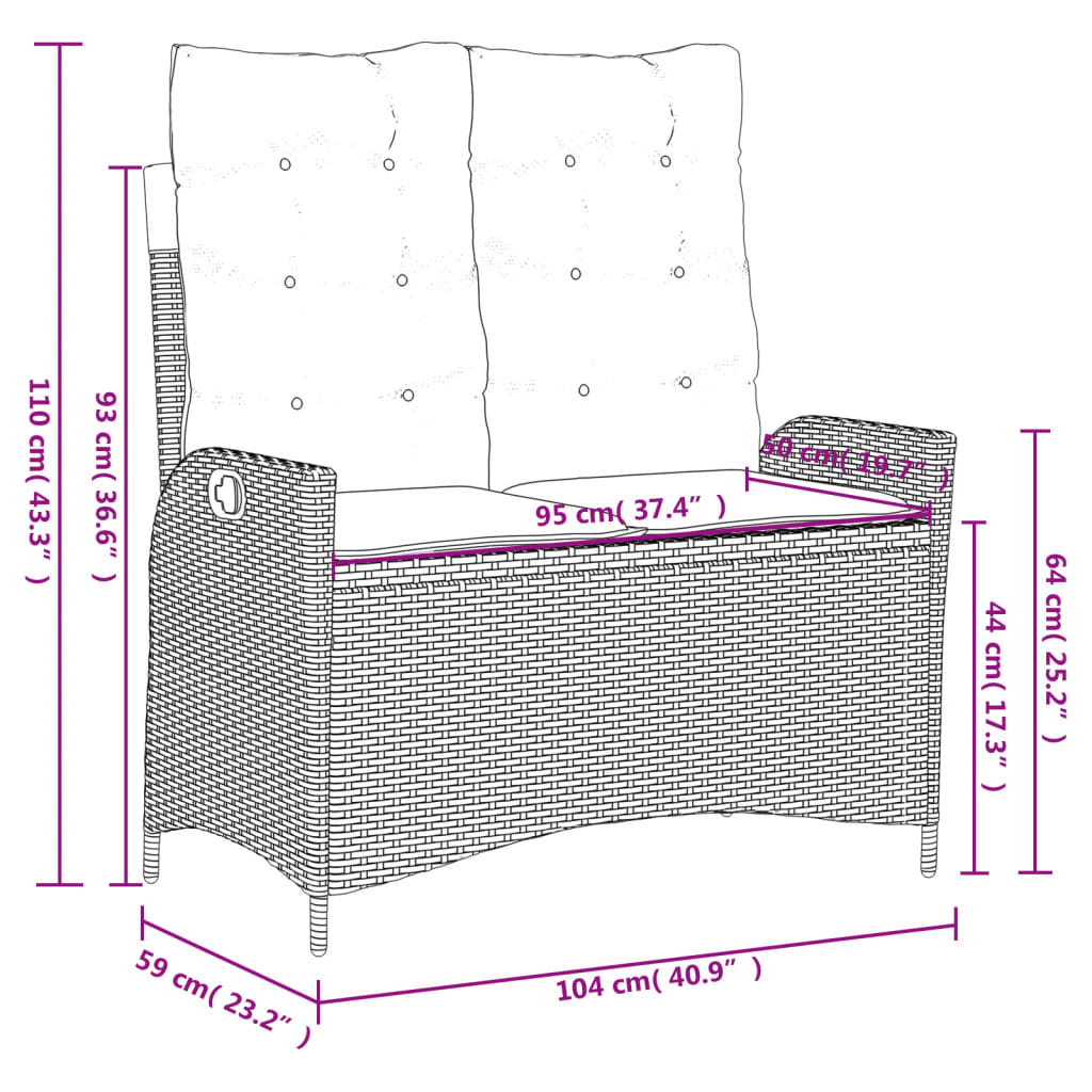 2-delige Tuinset met kussens poly rattan beige Tuinsets | Creëer jouw Trendy Thuis | Gratis bezorgd & Retour | Trendy.nl