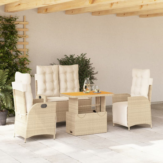 4-delige Tuinset met kussens poly rattan beige Tuinsets | Creëer jouw Trendy Thuis | Gratis bezorgd & Retour | Trendy.nl