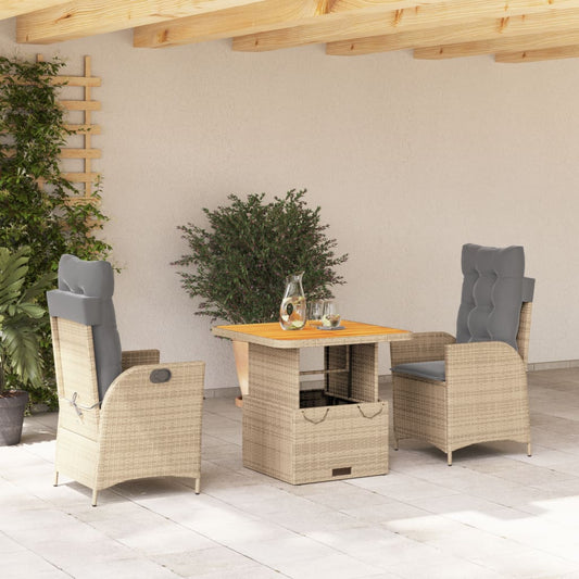 3-delige Tuinset met kussens poly rattan beige Tuinsets | Creëer jouw Trendy Thuis | Gratis bezorgd & Retour | Trendy.nl