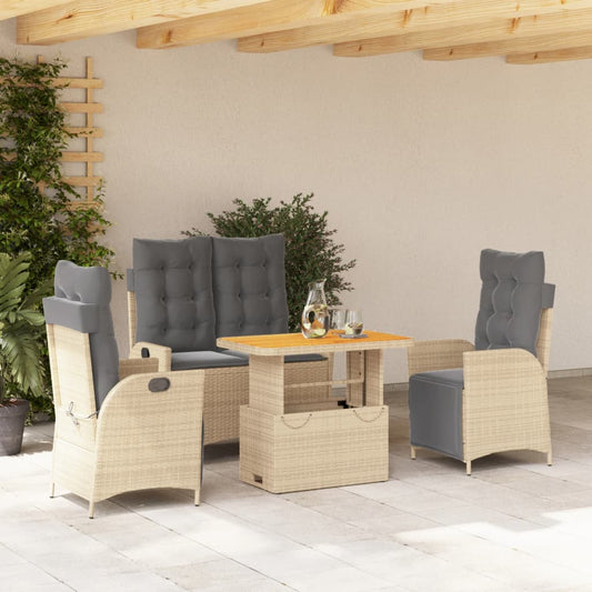 4-delige Tuinset met kussens poly rattan beige Tuinsets | Creëer jouw Trendy Thuis | Gratis bezorgd & Retour | Trendy.nl