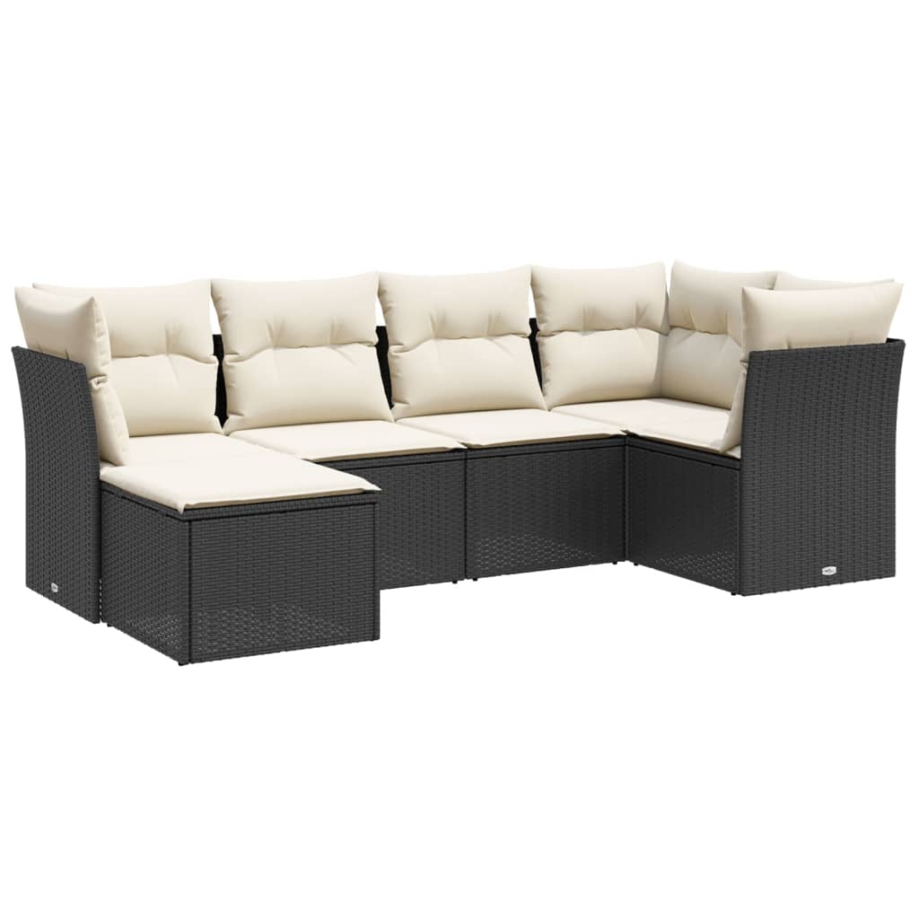 6-delige Loungeset met kussens poly rattan zwart Tuinsets | Creëer jouw Trendy Thuis | Gratis bezorgd & Retour | Trendy.nl