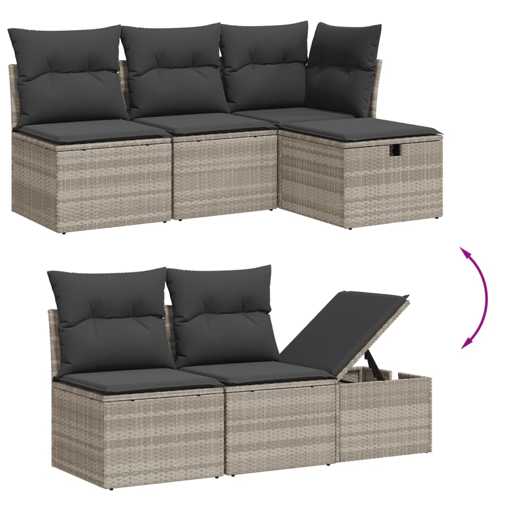 7-delige Loungeset met kussens poly rattan lichtgrijs Tuinsets | Creëer jouw Trendy Thuis | Gratis bezorgd & Retour | Trendy.nl