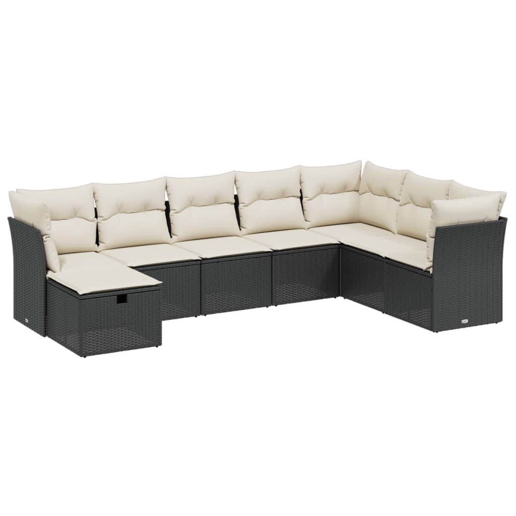 8-delige Loungeset met kussens poly rattan zwart Tuinsets | Creëer jouw Trendy Thuis | Gratis bezorgd & Retour | Trendy.nl