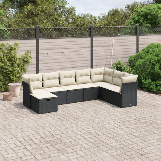 8-delige Loungeset met kussens poly rattan zwart Tuinsets | Creëer jouw Trendy Thuis | Gratis bezorgd & Retour | Trendy.nl