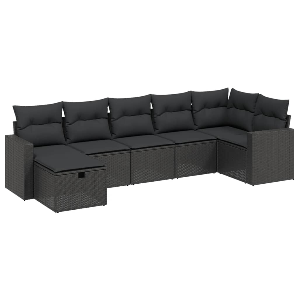 7-delige Loungeset met kussens poly rattan zwart Tuinsets | Creëer jouw Trendy Thuis | Gratis bezorgd & Retour | Trendy.nl