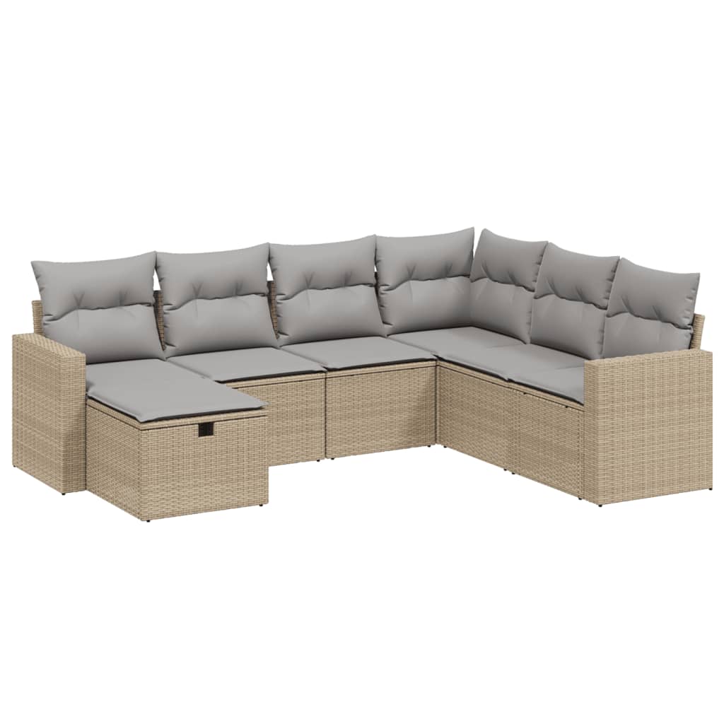 7-delige Loungeset met kussens poly rattan gemengd beige Tuinsets | Creëer jouw Trendy Thuis | Gratis bezorgd & Retour | Trendy.nl