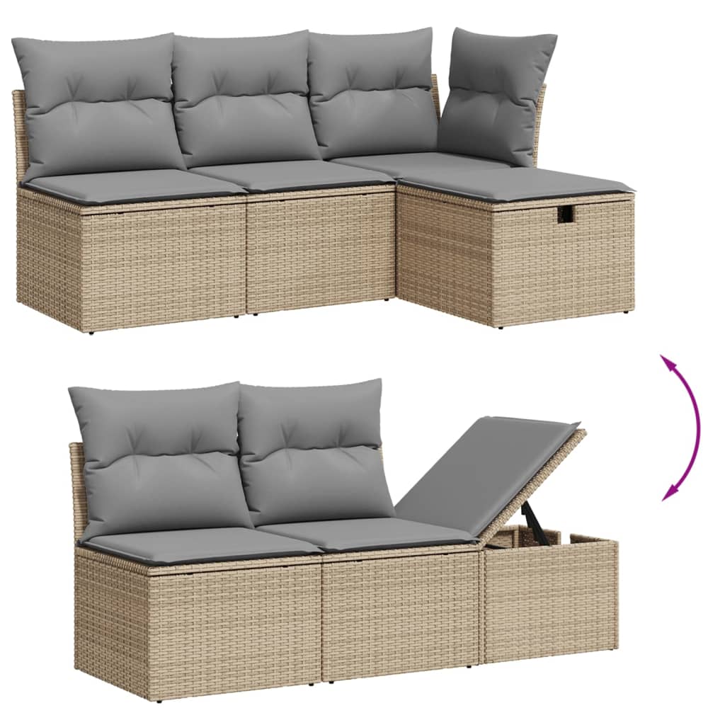 6-delige Loungeset met kussens poly rattan gemengd beige Tuinsets | Creëer jouw Trendy Thuis | Gratis bezorgd & Retour | Trendy.nl