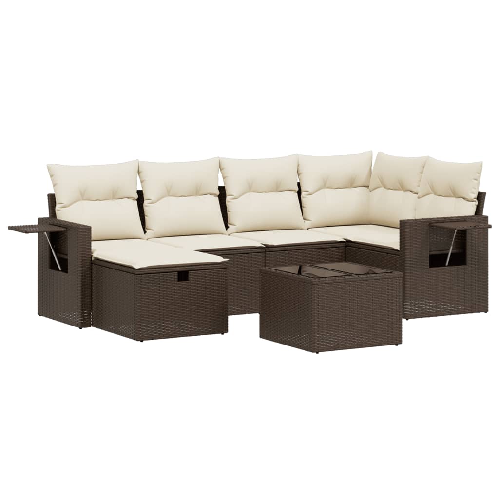 6-delige Loungeset met kussens poly rattan bruin Tuinsets | Creëer jouw Trendy Thuis | Gratis bezorgd & Retour | Trendy.nl