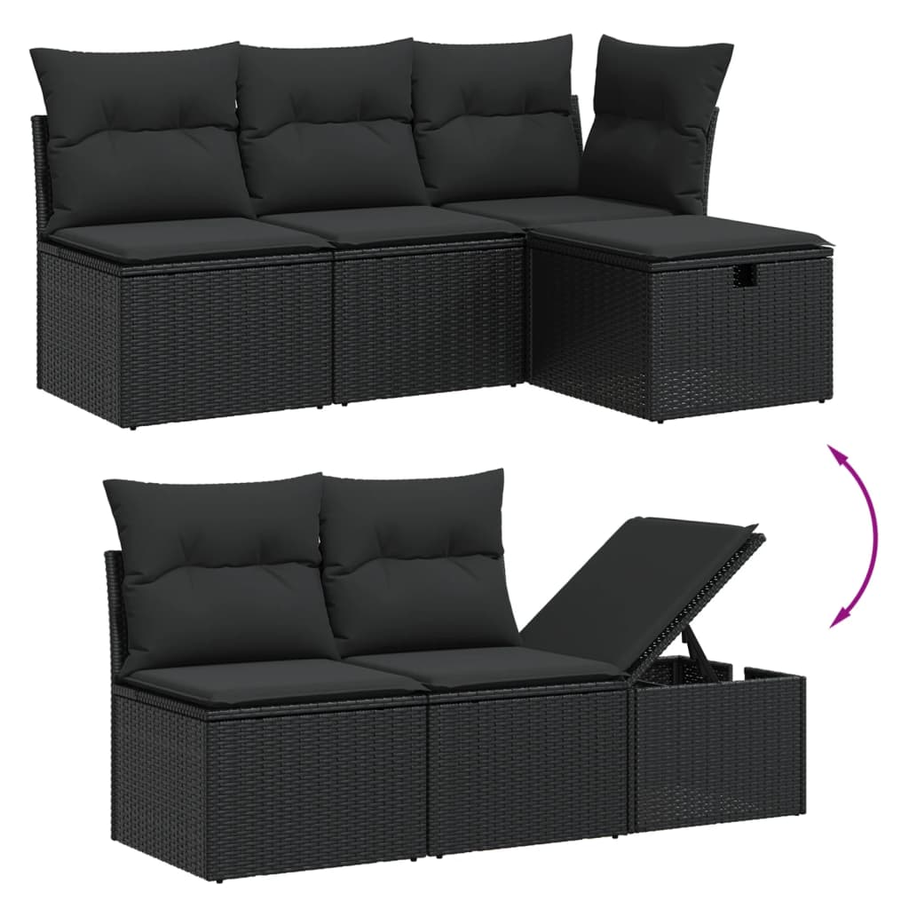 7-delige Loungeset met kussens poly rattan zwart Tuinsets | Creëer jouw Trendy Thuis | Gratis bezorgd & Retour | Trendy.nl